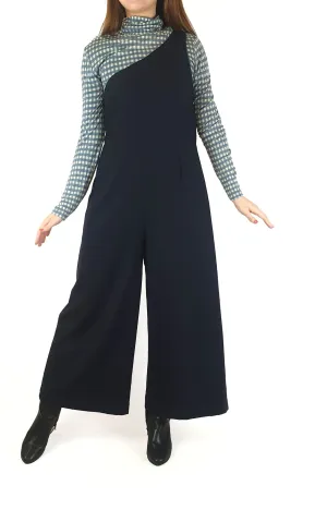 Alpha 60 navy wool mix one shoulder jumpsuit size S