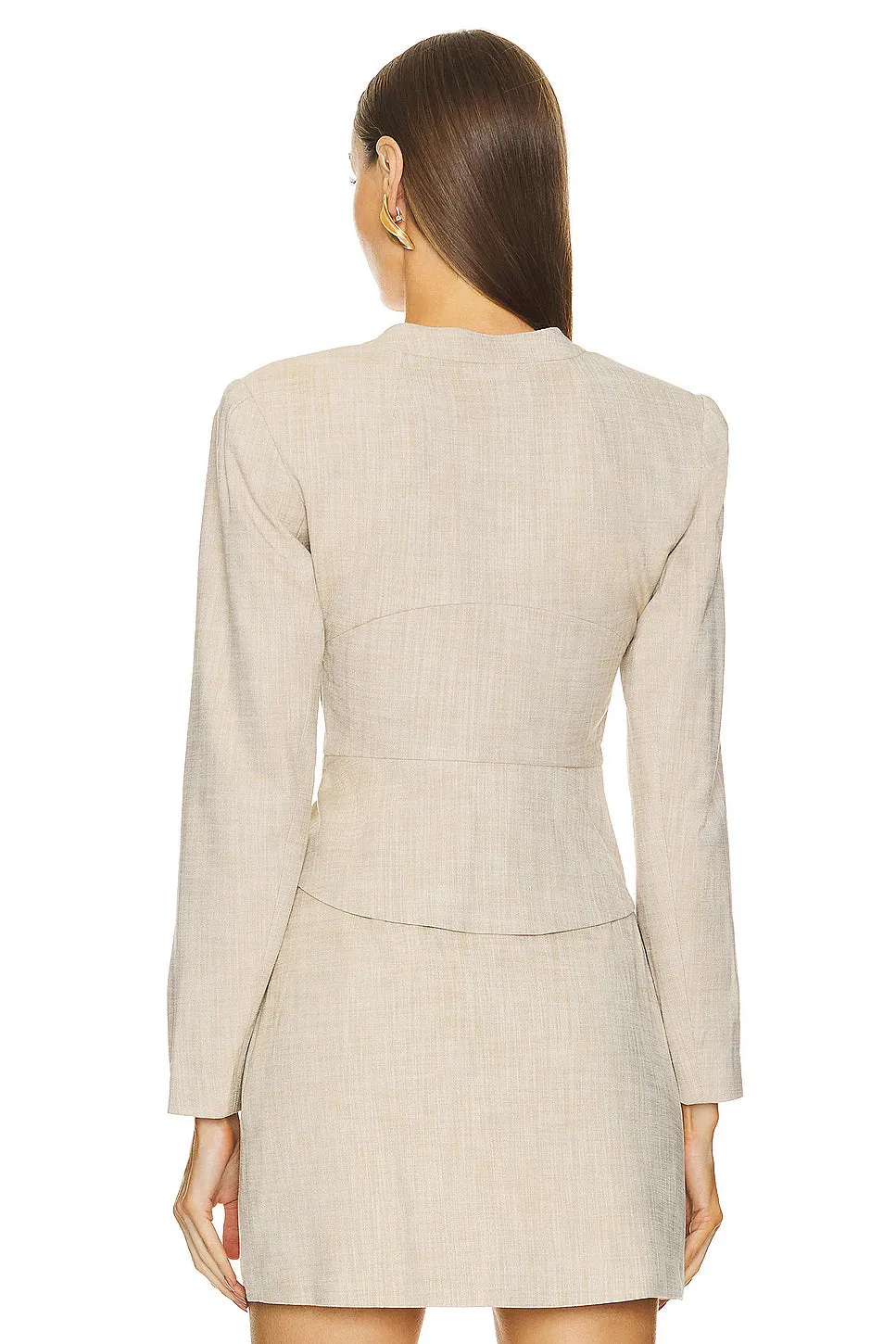 ALTHEA BEIGE CUT OUT BLAZER WITH METAL BUTTON