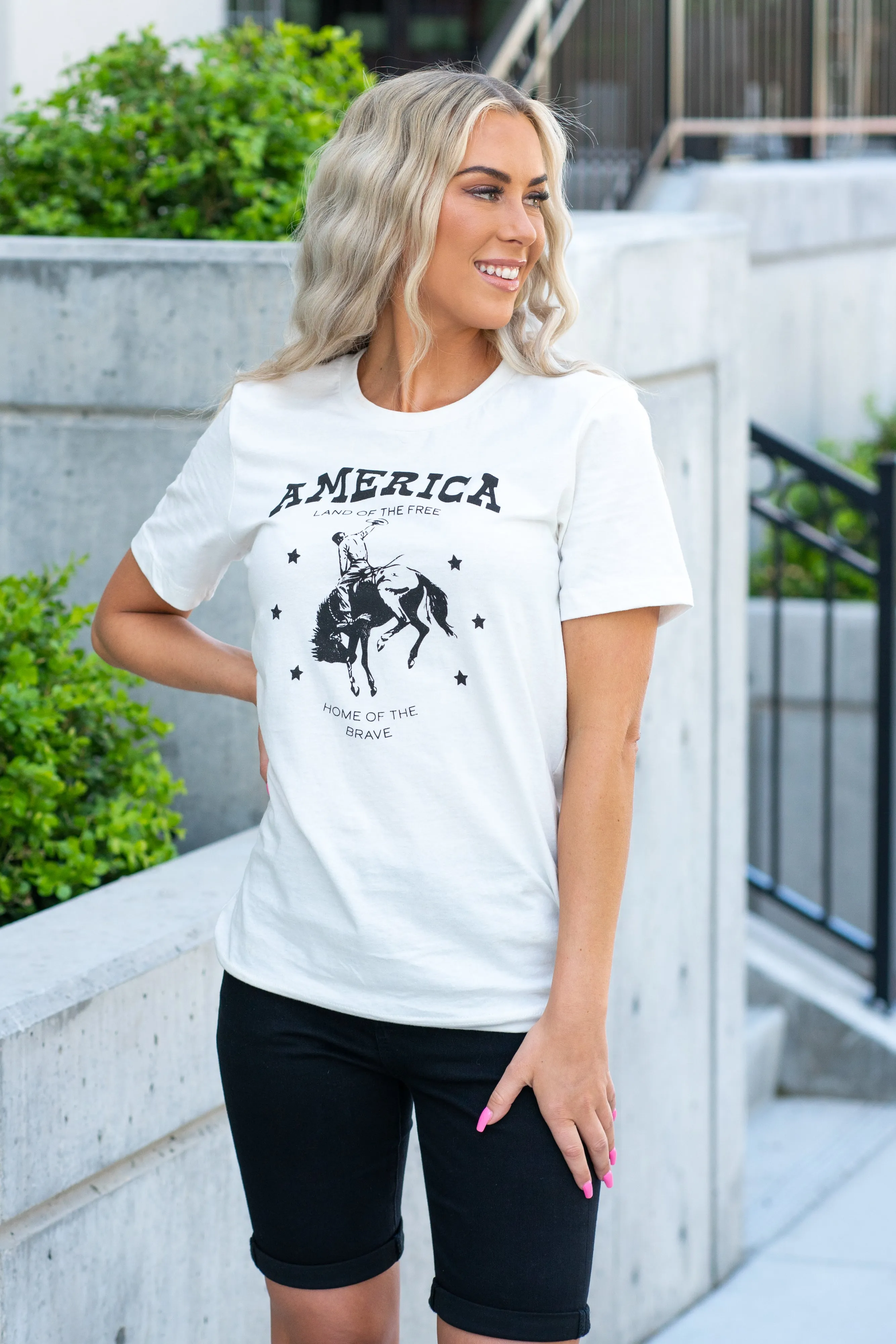 America Land of the Free Home of the Brave Graphic Tee