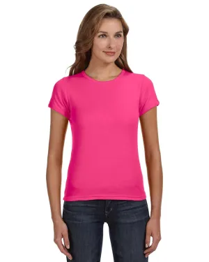 Anvil 1x1 Rib Scoop Neck T-Shirt | Hot Pink