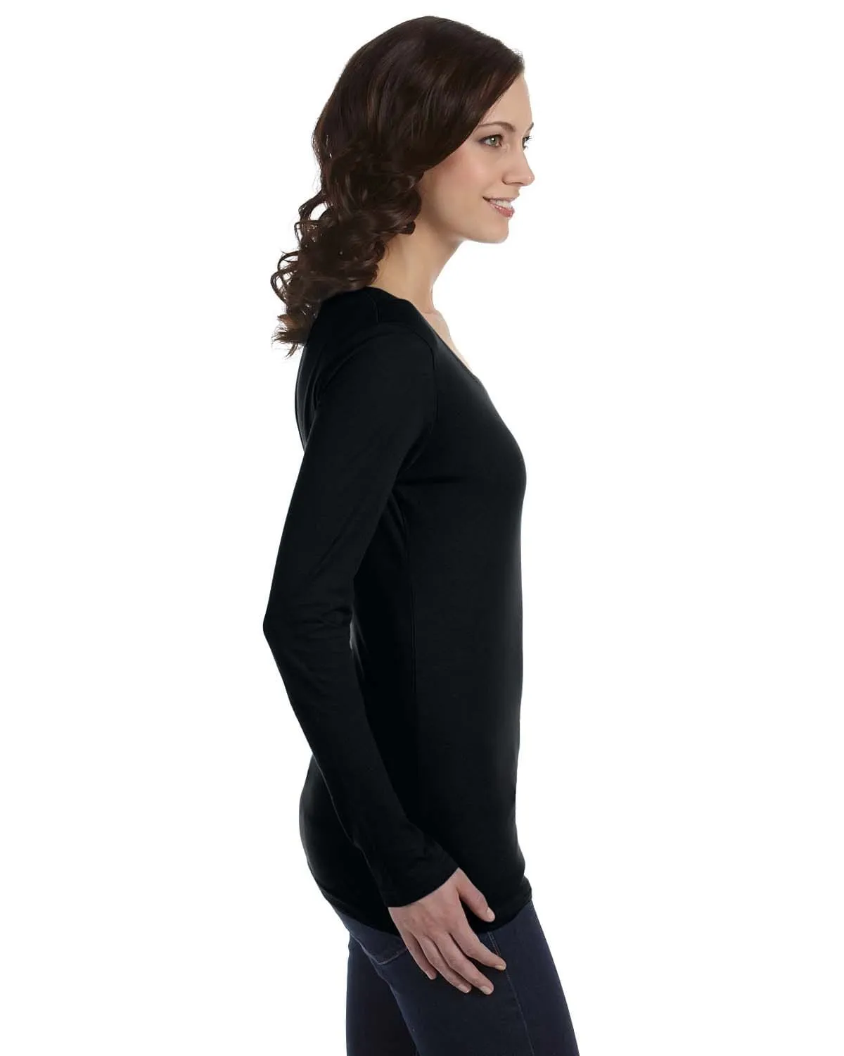 Anvil Ladies Sheer Long Sleeve Scoop Neck T-Shirt