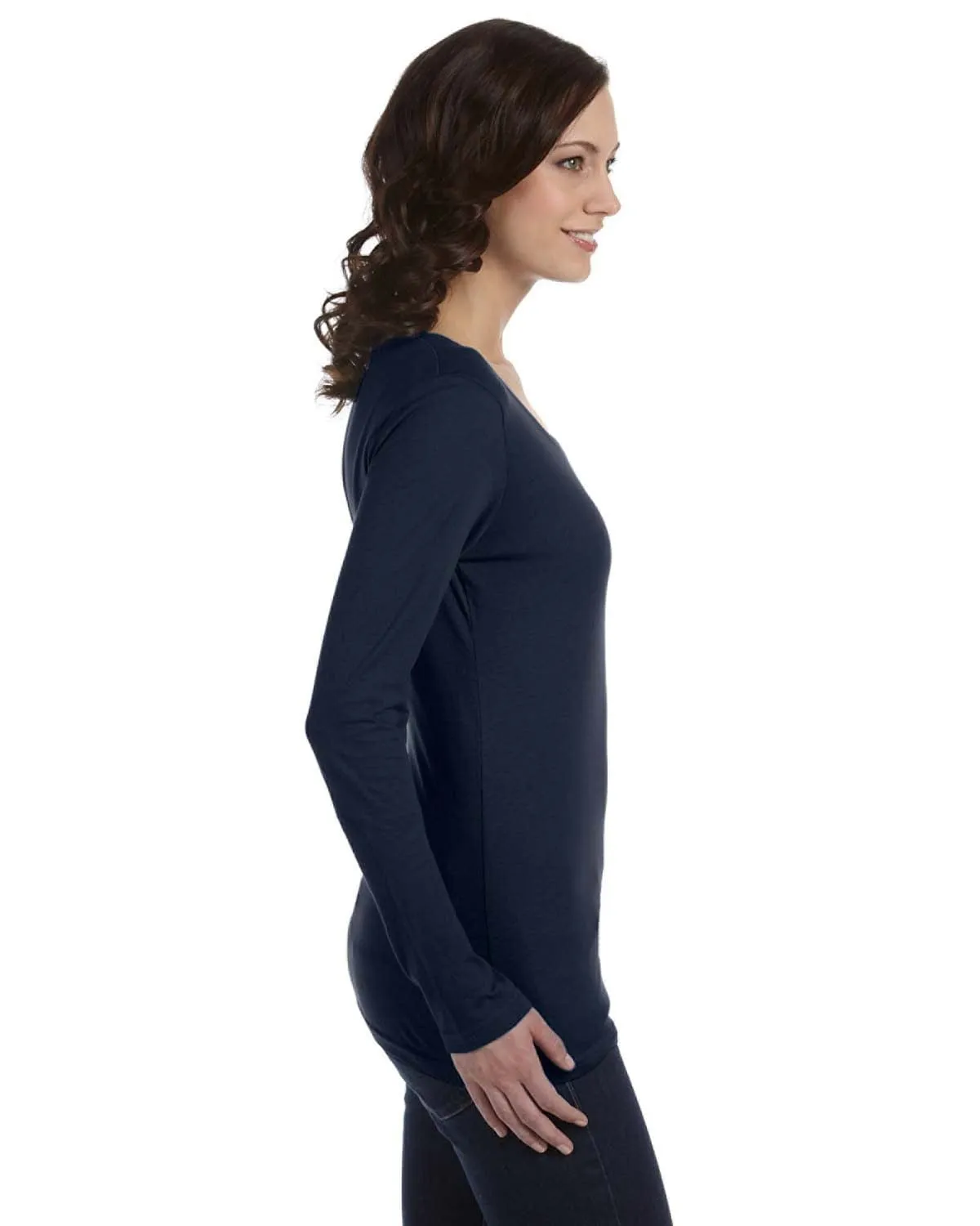 Anvil Ladies Sheer Long Sleeve Scoop Neck T-Shirt