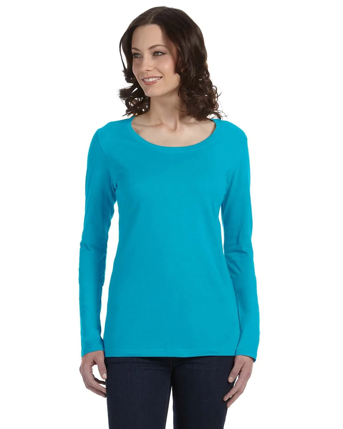 Anvil Ladies Sheer Long Sleeve Scoop Neck T-Shirt