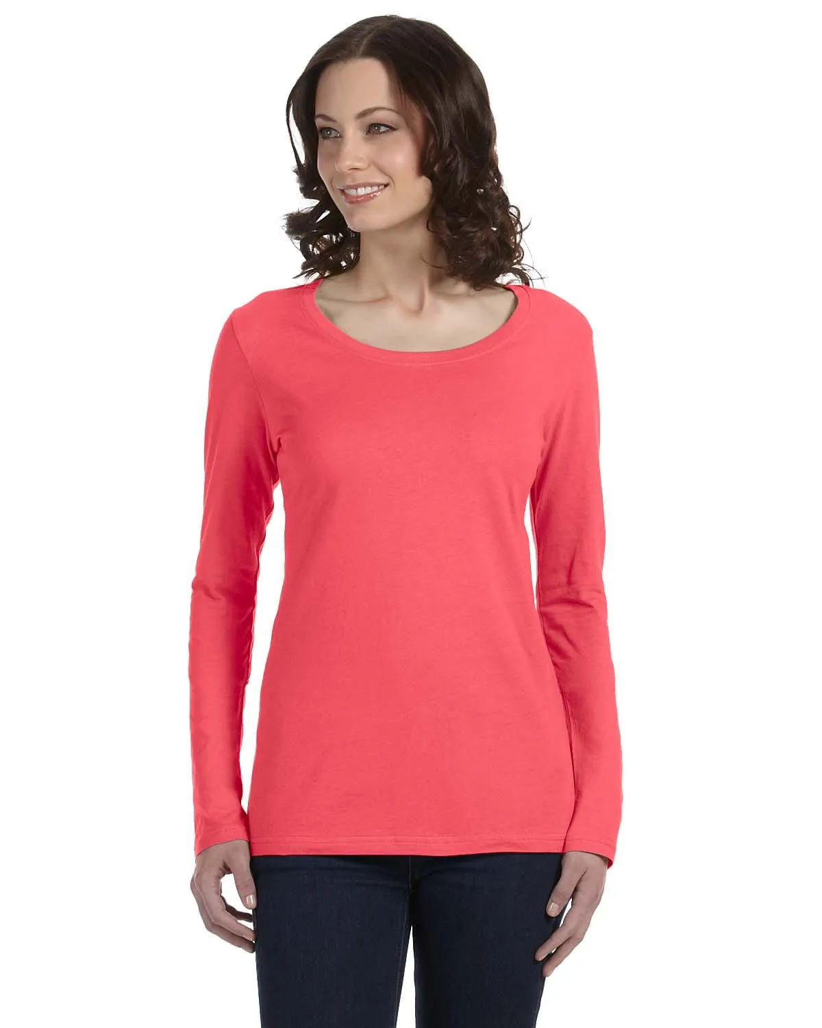 Anvil Ladies Sheer Long Sleeve Scoop Neck T-Shirt
