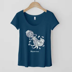 Aquarius Zodiac Symbol: The Water Bearer - Women’s Flex Scoop Neck Tee