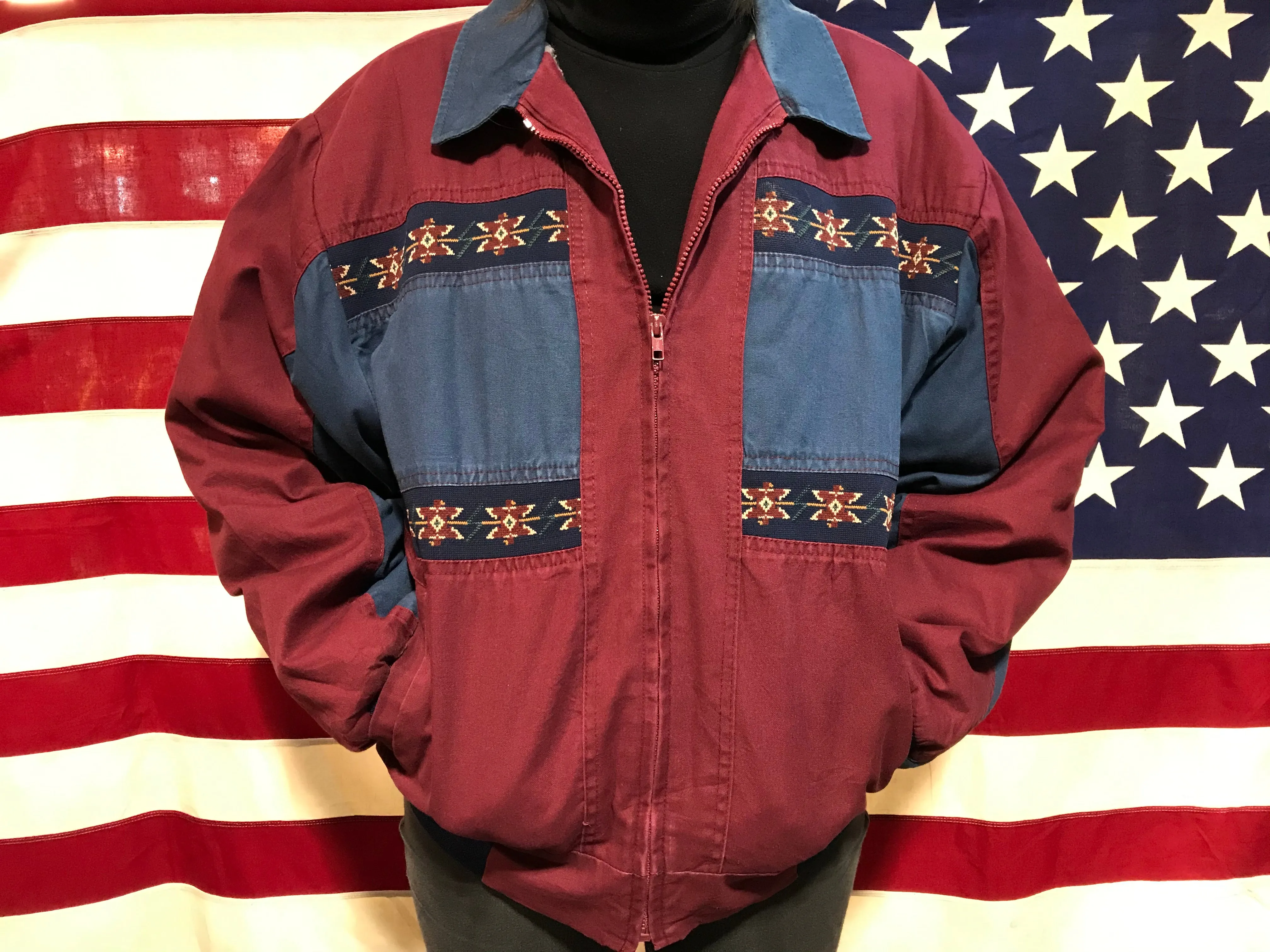 Aztec 90’s Vintage Mens Bomber Jacket by Express Rider Made in USA