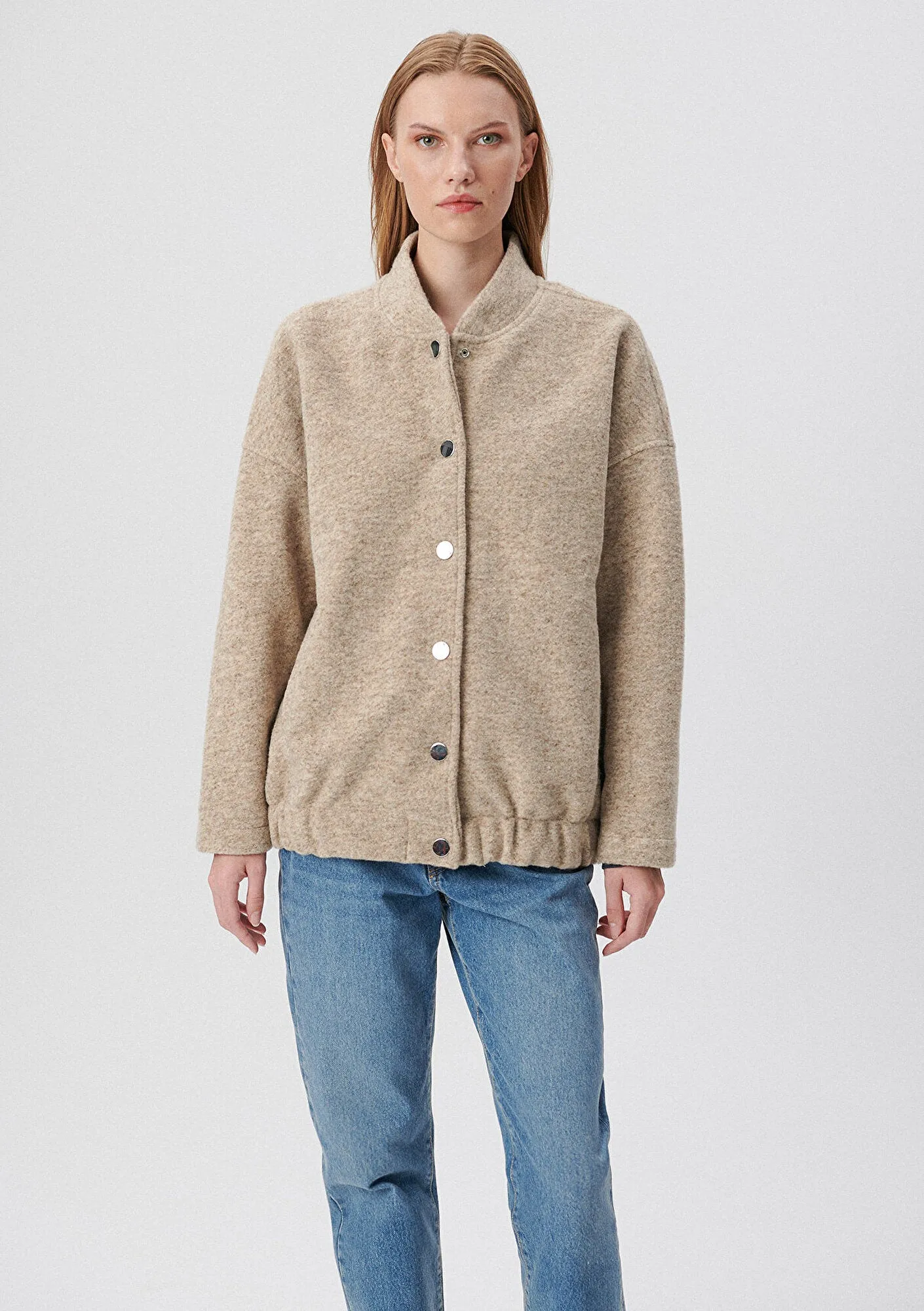 Beige Bomber Jacket