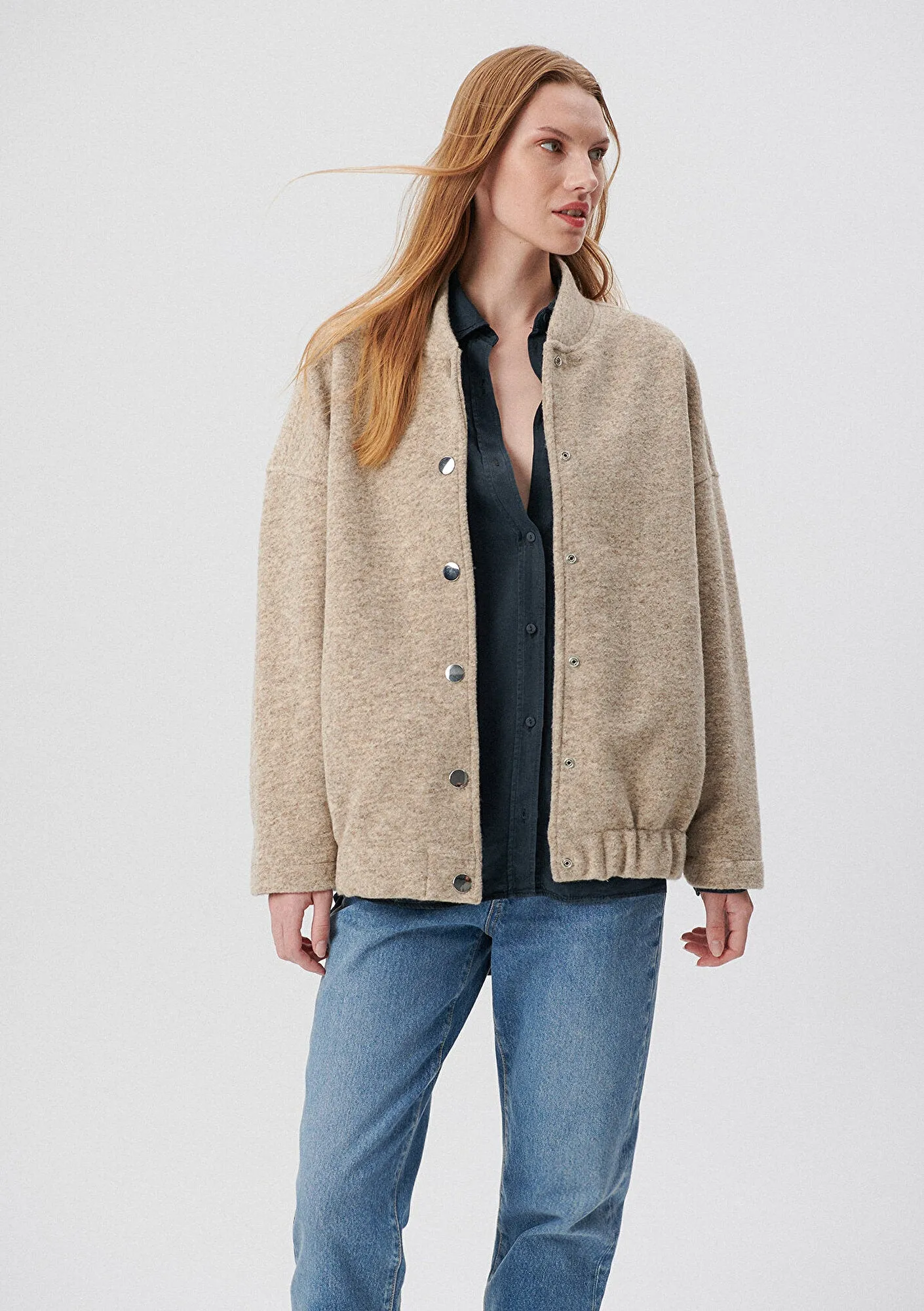 Beige Bomber Jacket