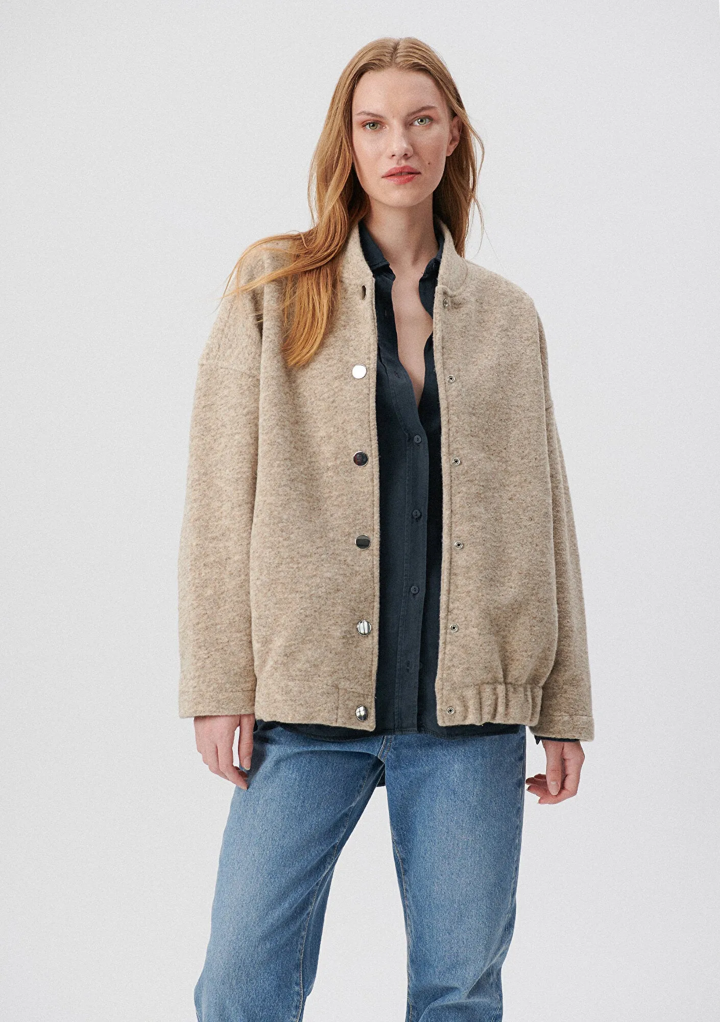 Beige Bomber Jacket