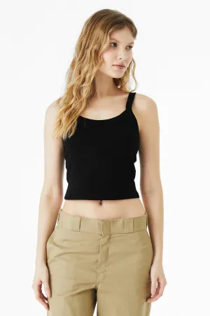 BELLA CANVAS Women's Micro Rib Spaghetti Strap Tank BC1012 Solid Black Blend