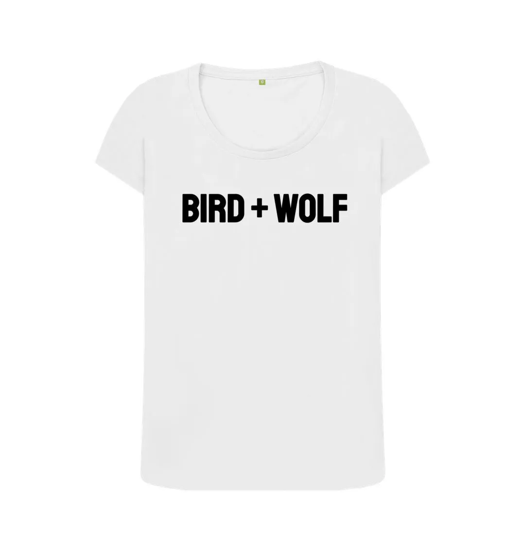 Bird   Wolf Scoop Neck Tee (Black Lettering)
