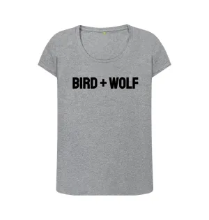 Bird   Wolf Scoop Neck Tee (Black Lettering)