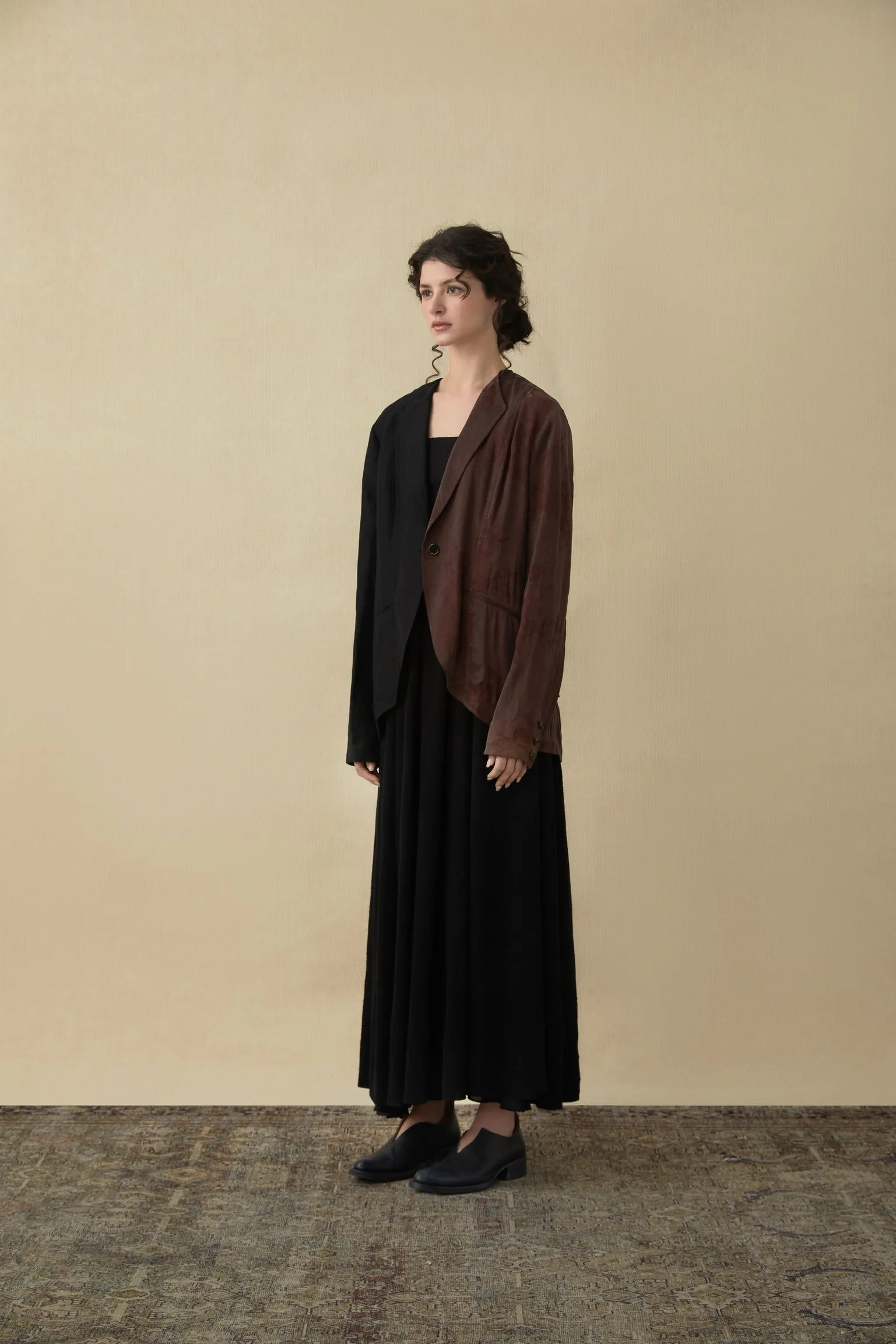 Black-Brown Color Block Suit
