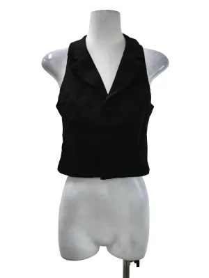 Black Button Vest Top
