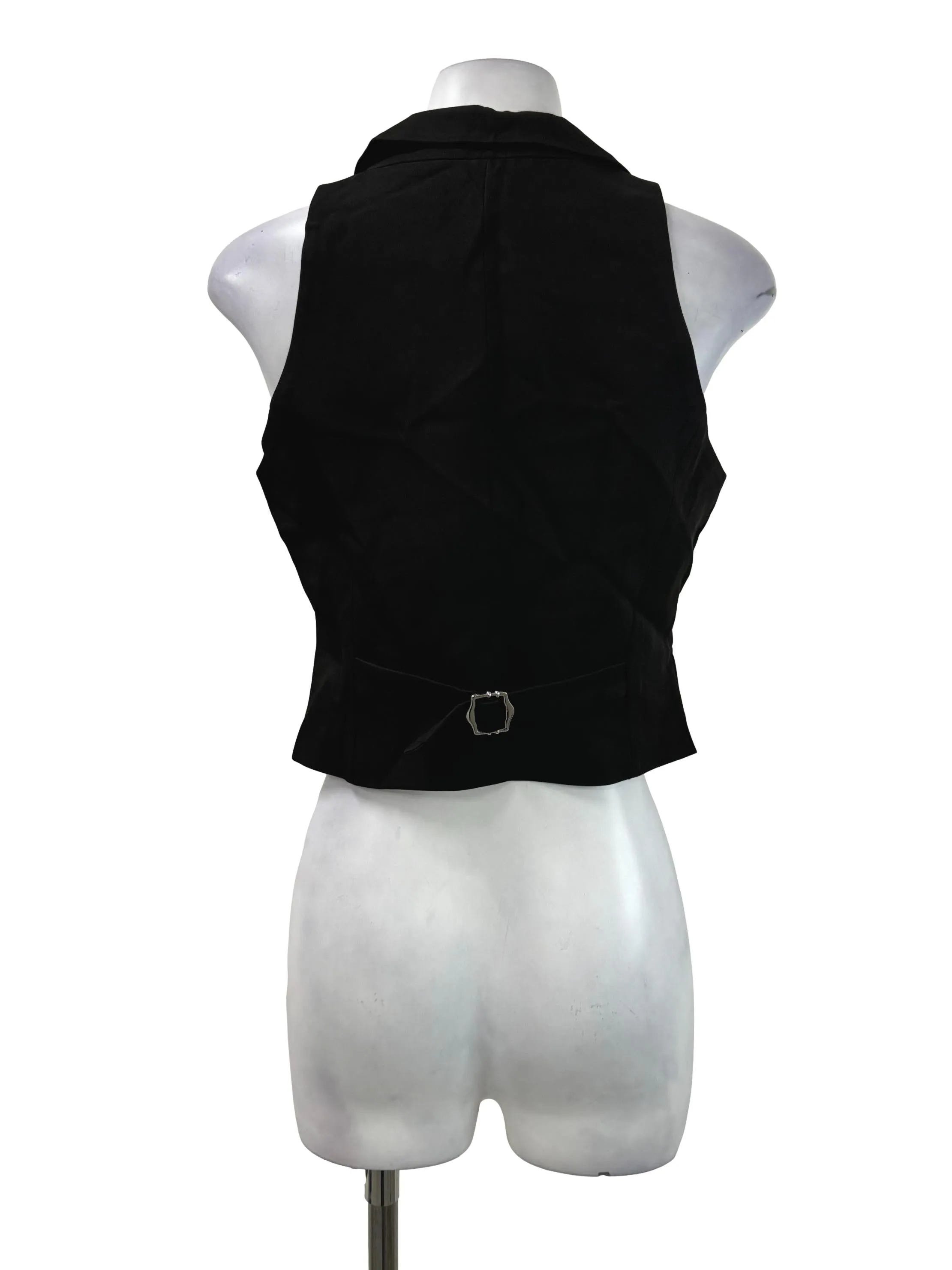 Black Button Vest Top
