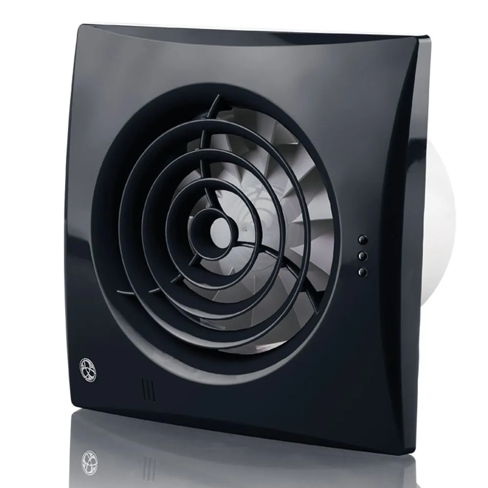 Blauberg CALM-BLACK-150-T Calm Low Noise Energy Efficient Bathroom Kitchen Extractor Fan with Timer Black - 6" 150mm