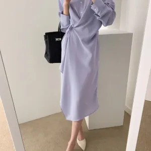 Blue Shirt Dress With Wrap Detailing