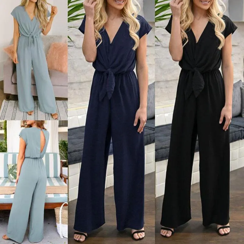 Bow Knot Women Jumpsuits With Button