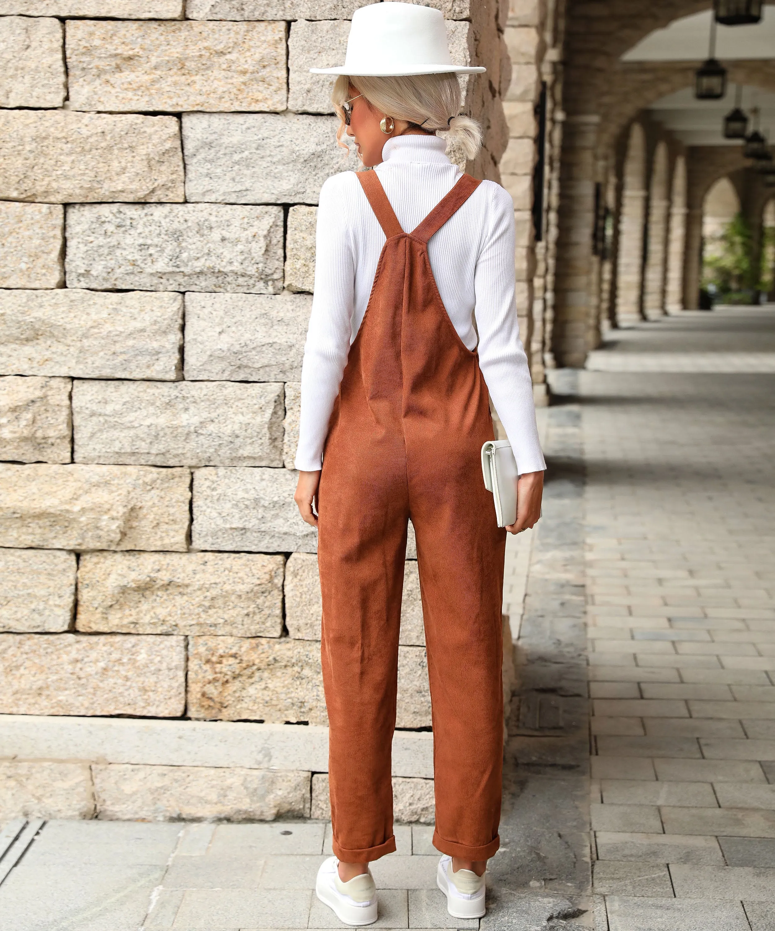 Brady Bell Fall Corduroy Rompers - Caramel