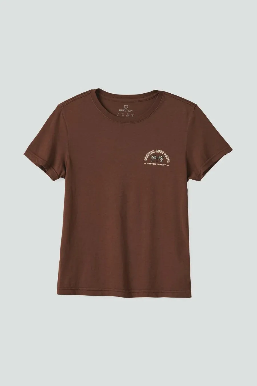 Brixton Auto Parts Fitted Crew Tee PINECONE BROWN WORN WASH