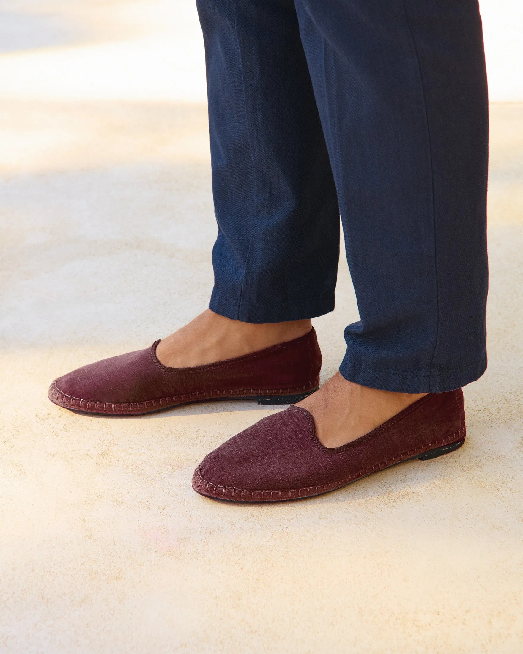 Brummel Lyocell Linen Blend Slippers - Q80VM - Luca Rubinacci x Manebí Wine