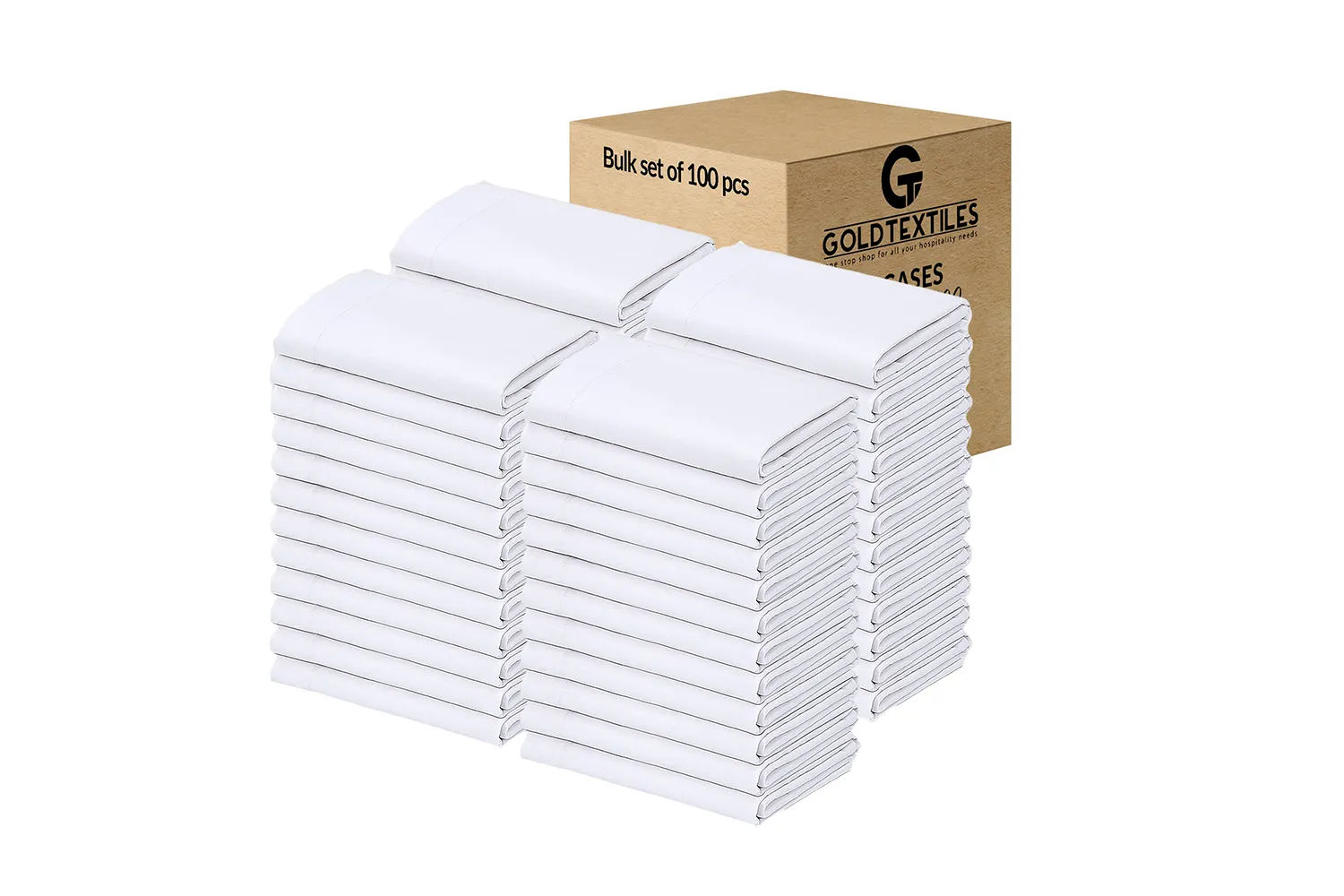 Bulk Pack of 100 Polycotton Pillowcase White T-200 Perfect for Physical Therapy Clinics, Hotels, Camps (100)