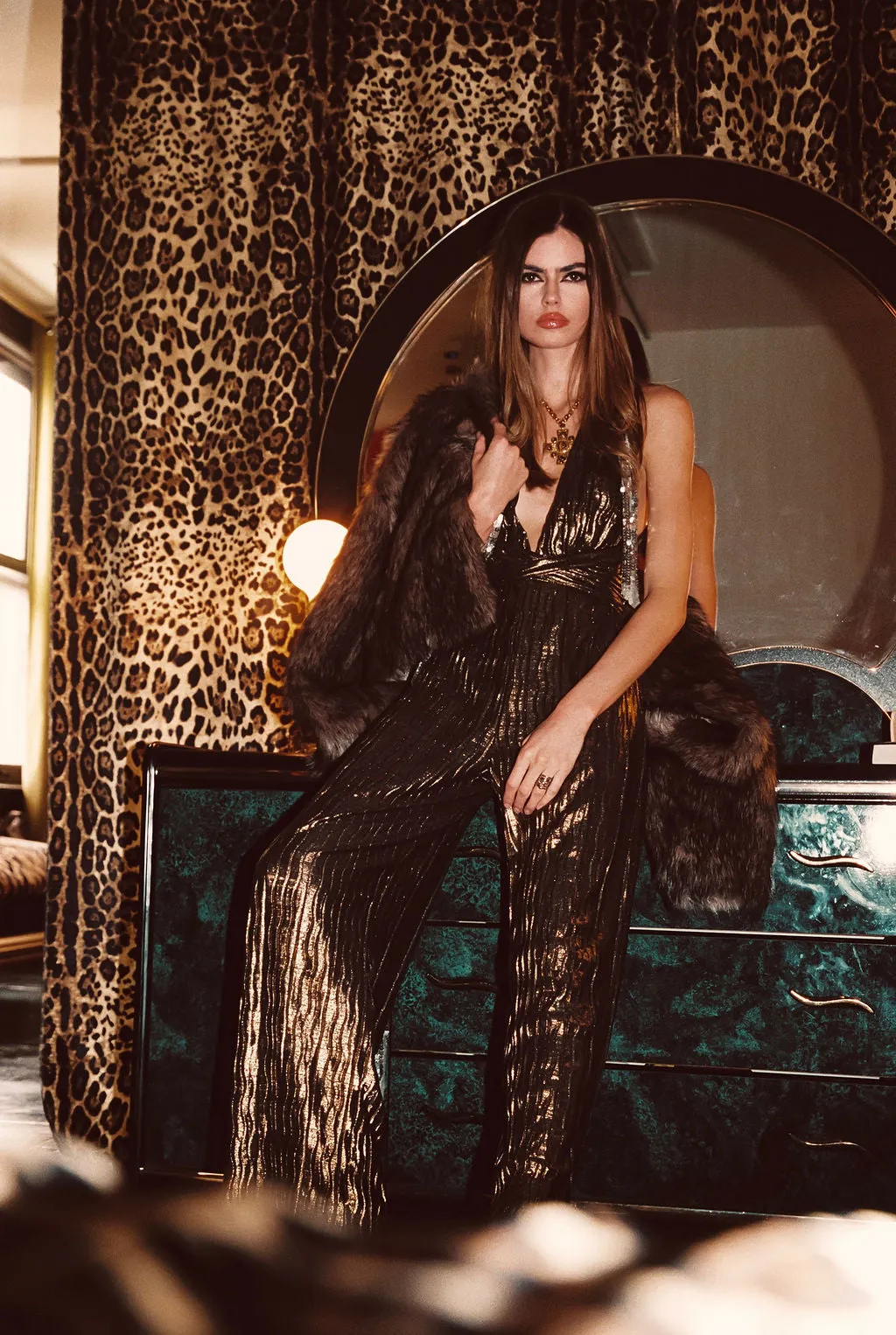 Camilla Pleated Gold Jumpsuit