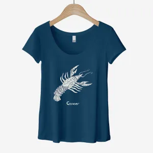Cancer Zodiac Symbol: The Lobster Crab - Women’s Flex Scoop Neck Tee