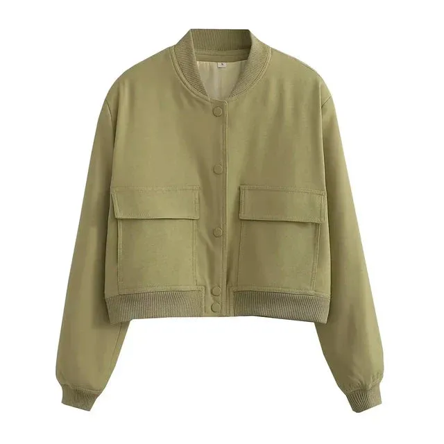 Casual Cropped Bomber Jackets
