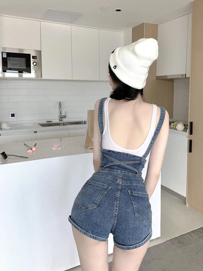 Casual Sling Skinny Denim Jumpsuit