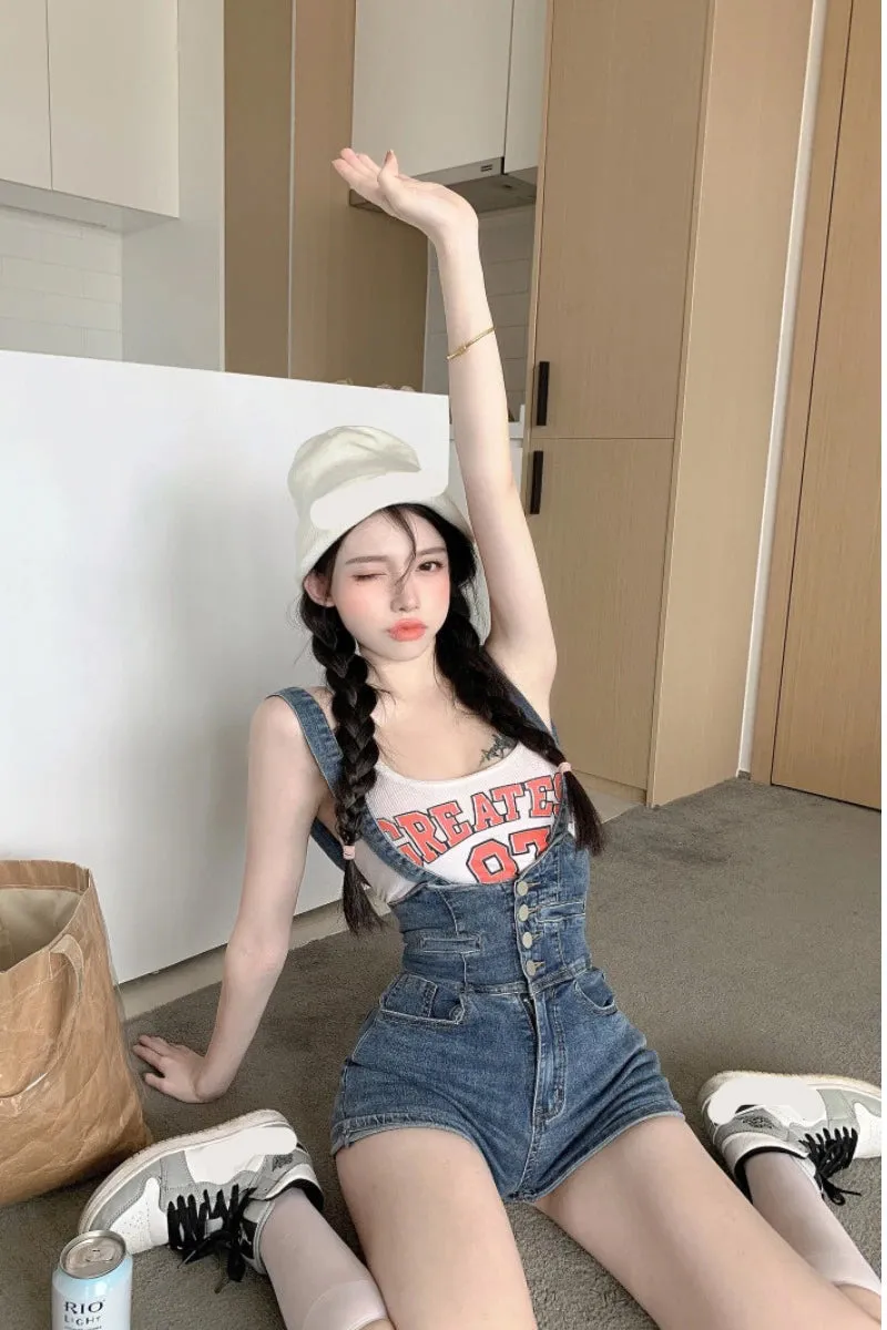 Casual Sling Skinny Denim Jumpsuit