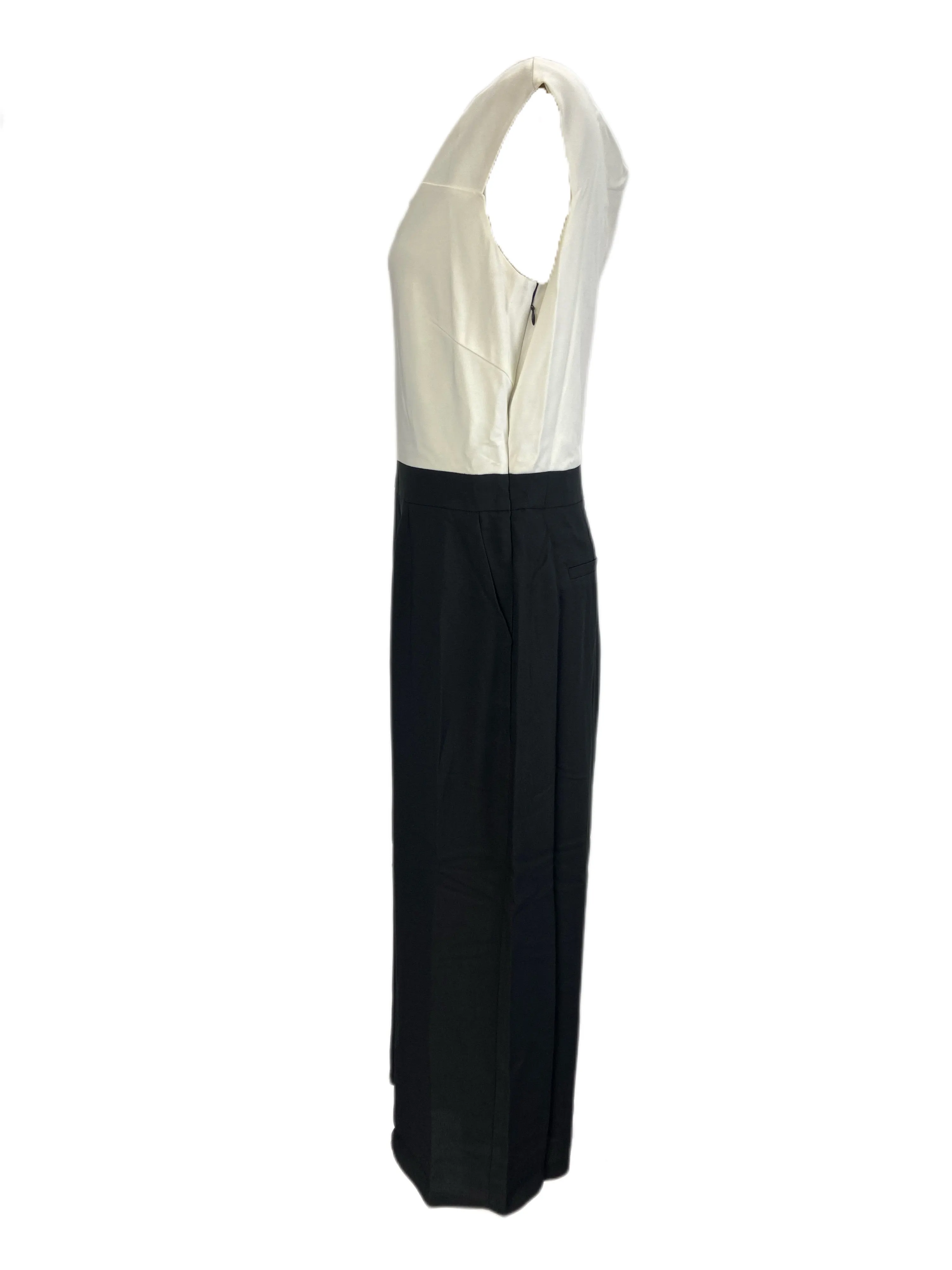 Catherine Malandrino Women's White And Black Military Chic Jumpsuit Sz 14 NWT