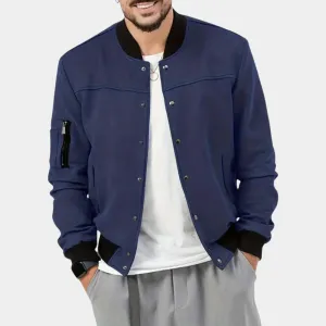 Chic Retro Casual Jacket for Men with Stand Collar and Pockets