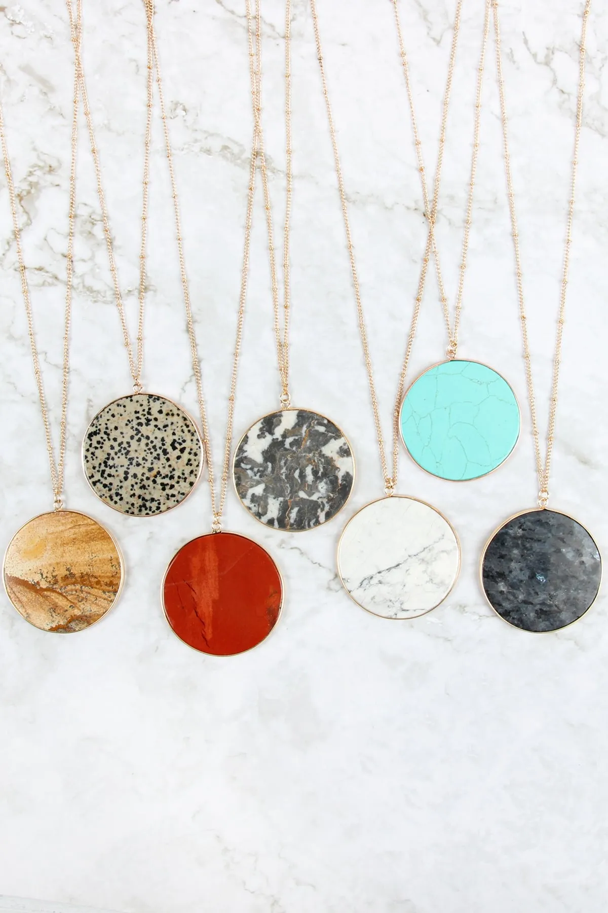 CIRCLE STONE PENDANT NECKLACE