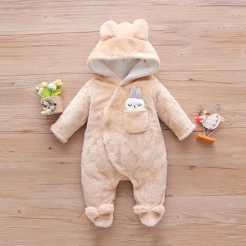 Cozy Rabbit Hooded Footie Jumpsuit for Winter