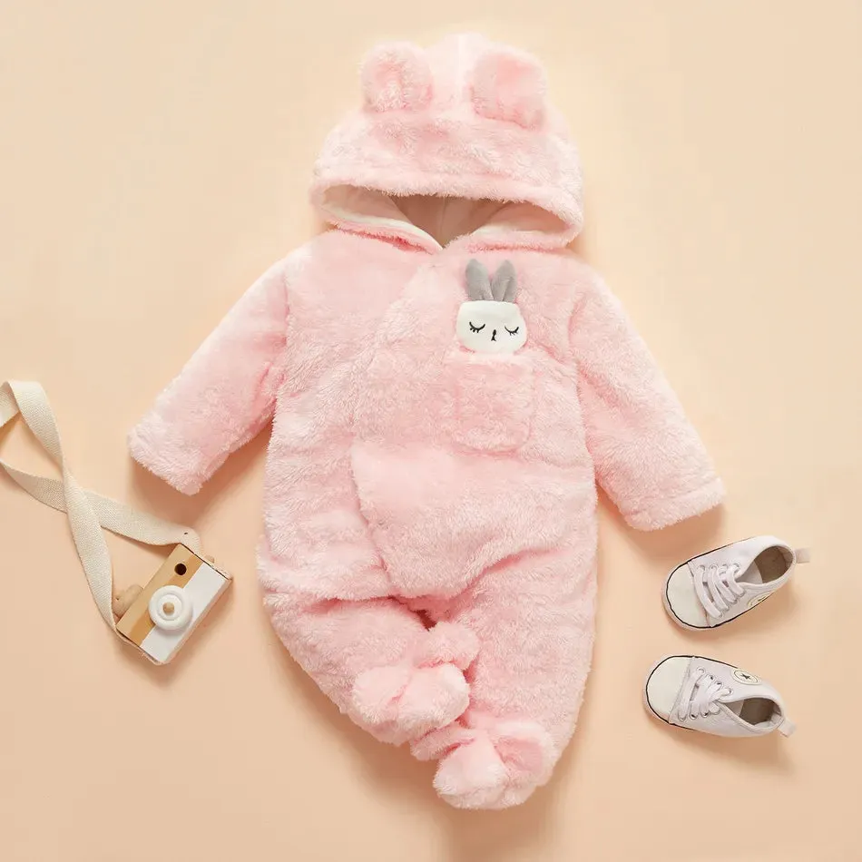 Cozy Rabbit Hooded Footie Jumpsuit for Winter