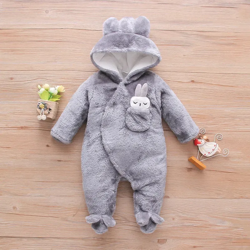 Cozy Rabbit Hooded Footie Jumpsuit for Winter