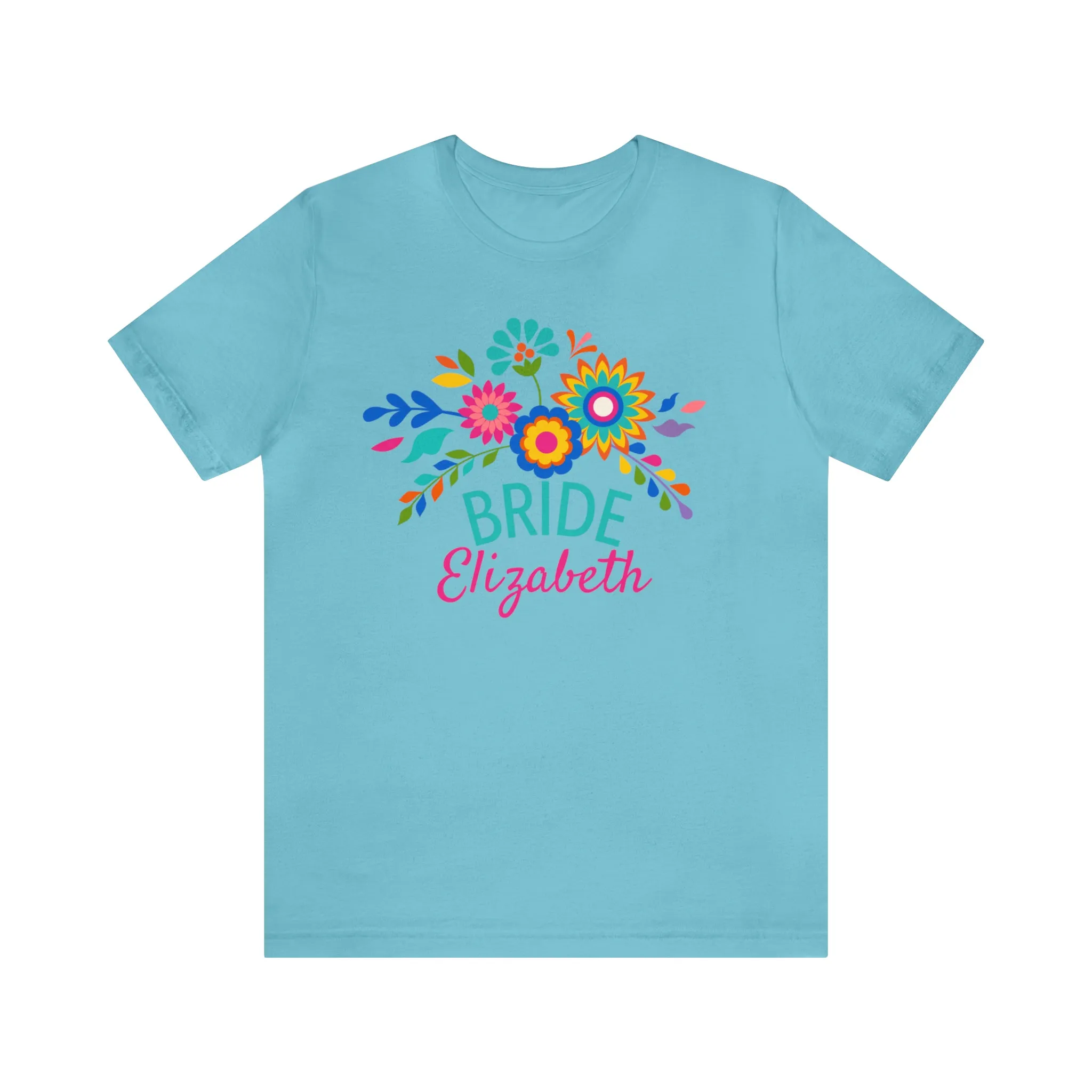 CUSTOM Bride Floral  Wedding T-Shirt | Bridal  Party Tee |  Bella Canvas 3001 Unisex |  Here Comes the Bride Short Sleeve Tshirt