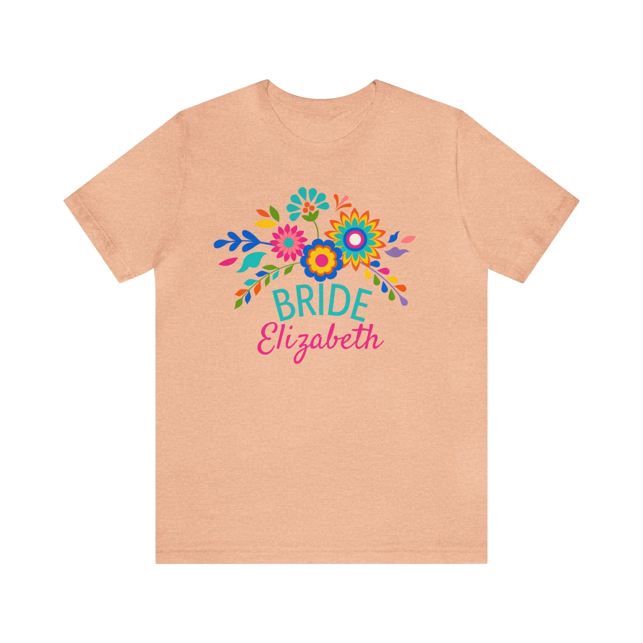 CUSTOM Bride Floral  Wedding T-Shirt | Bridal  Party Tee |  Bella Canvas 3001 Unisex |  Here Comes the Bride Short Sleeve Tshirt