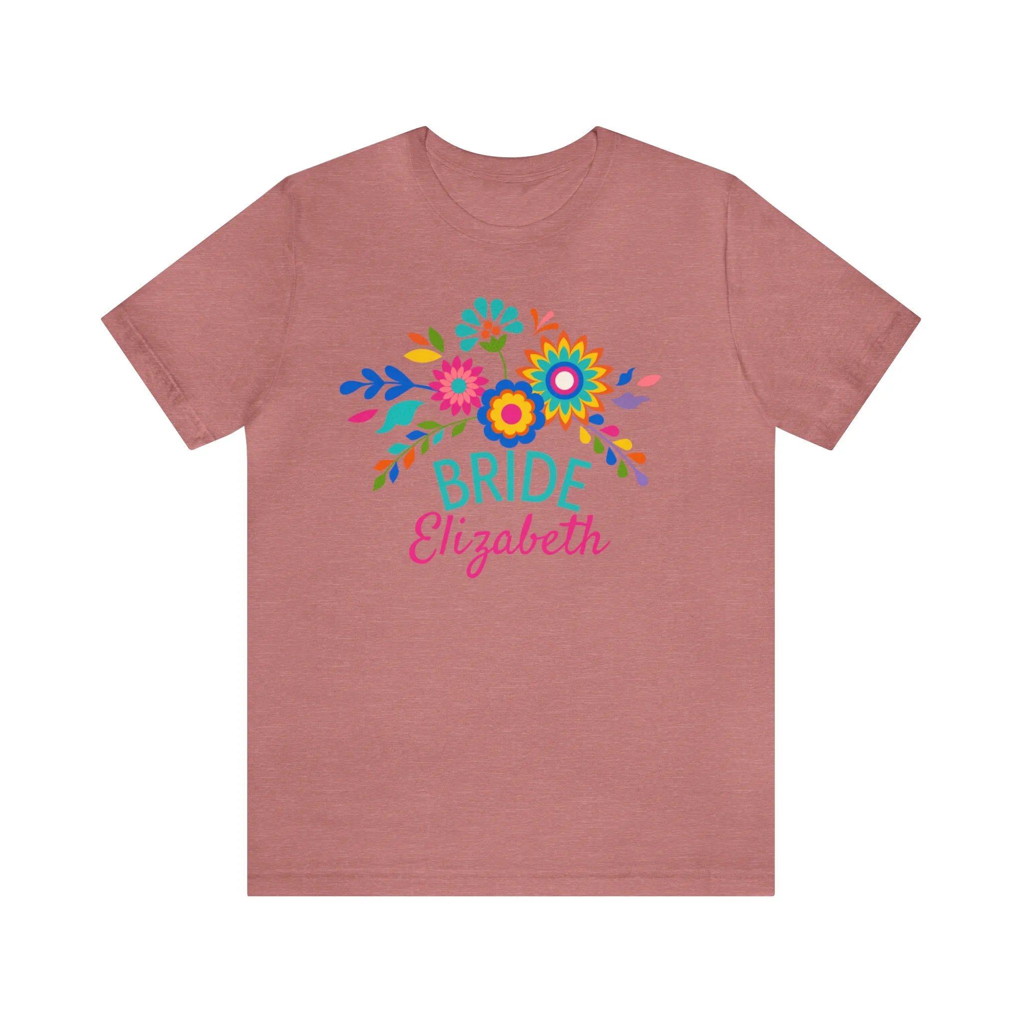 CUSTOM Bride Floral  Wedding T-Shirt | Bridal  Party Tee |  Bella Canvas 3001 Unisex |  Here Comes the Bride Short Sleeve Tshirt