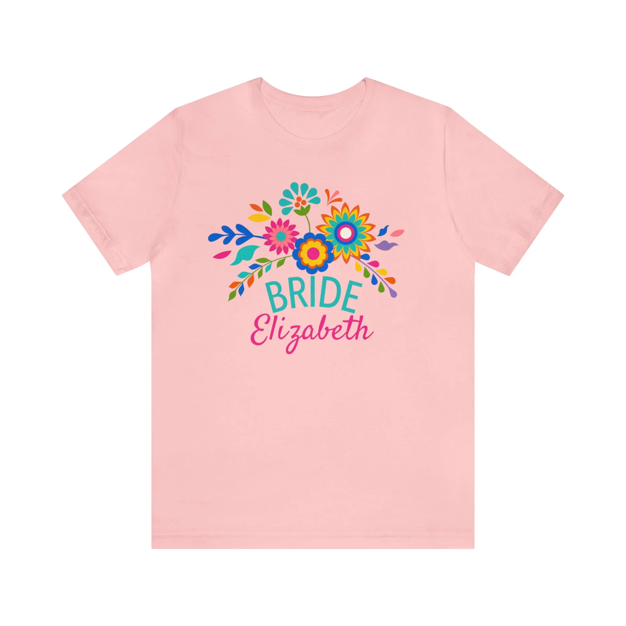 CUSTOM Bride Floral  Wedding T-Shirt | Bridal  Party Tee |  Bella Canvas 3001 Unisex |  Here Comes the Bride Short Sleeve Tshirt