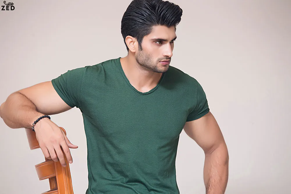 Dark Green Scoop Neck