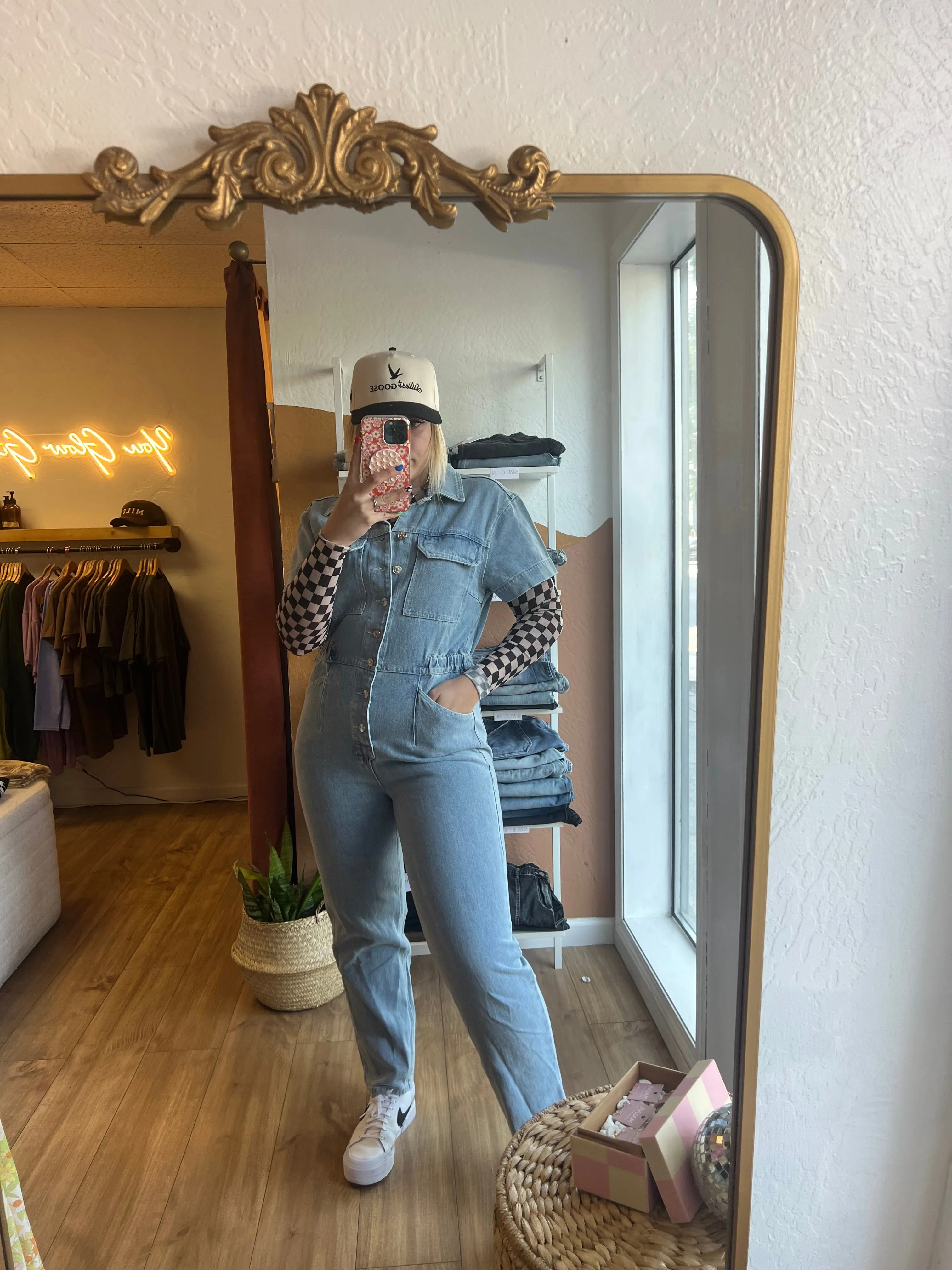 Denim Tapered Leg Jumpsuit