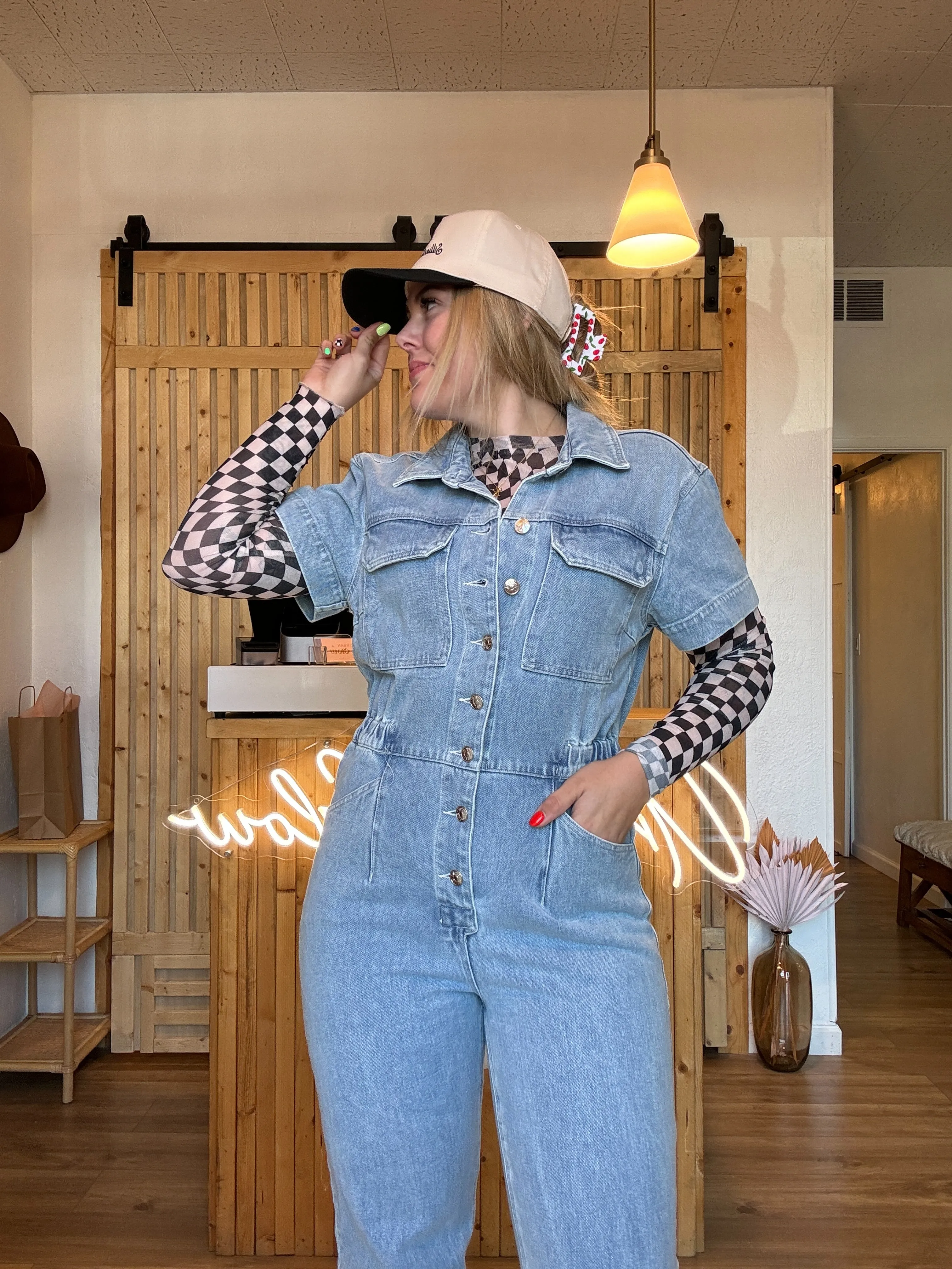 Denim Tapered Leg Jumpsuit