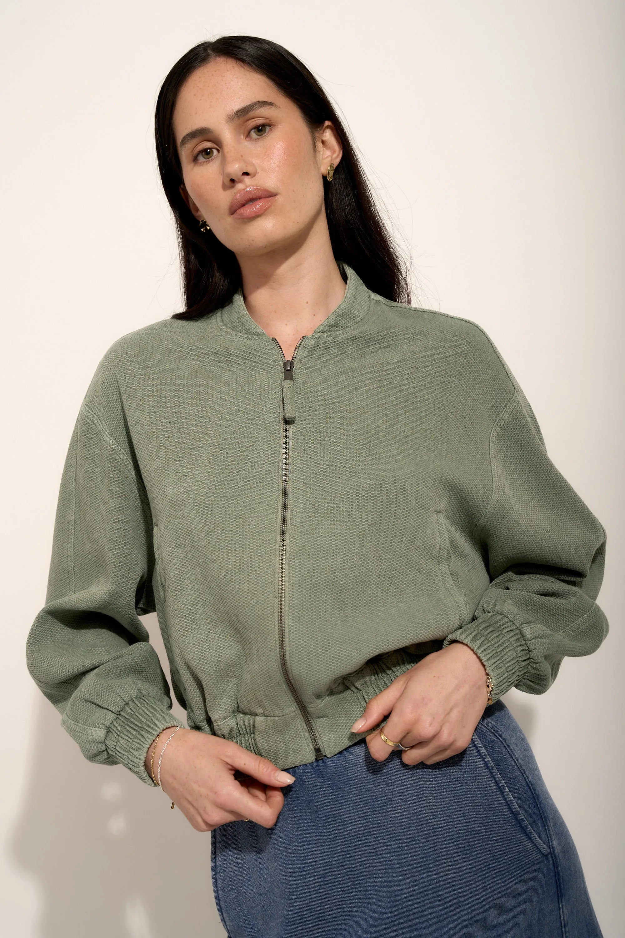 Elementary Blair Textured Bomber Jacket