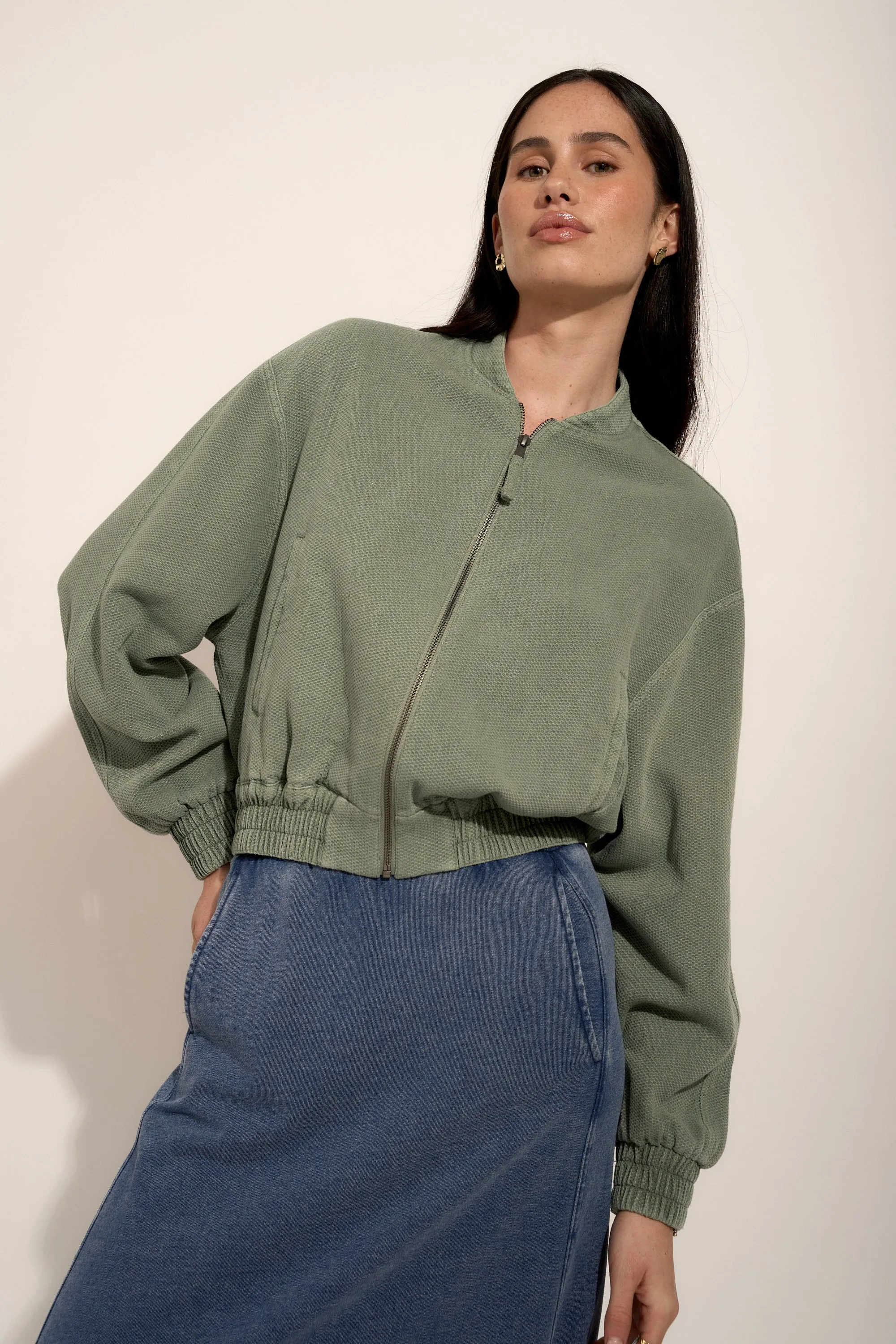 Elementary Blair Textured Bomber Jacket
