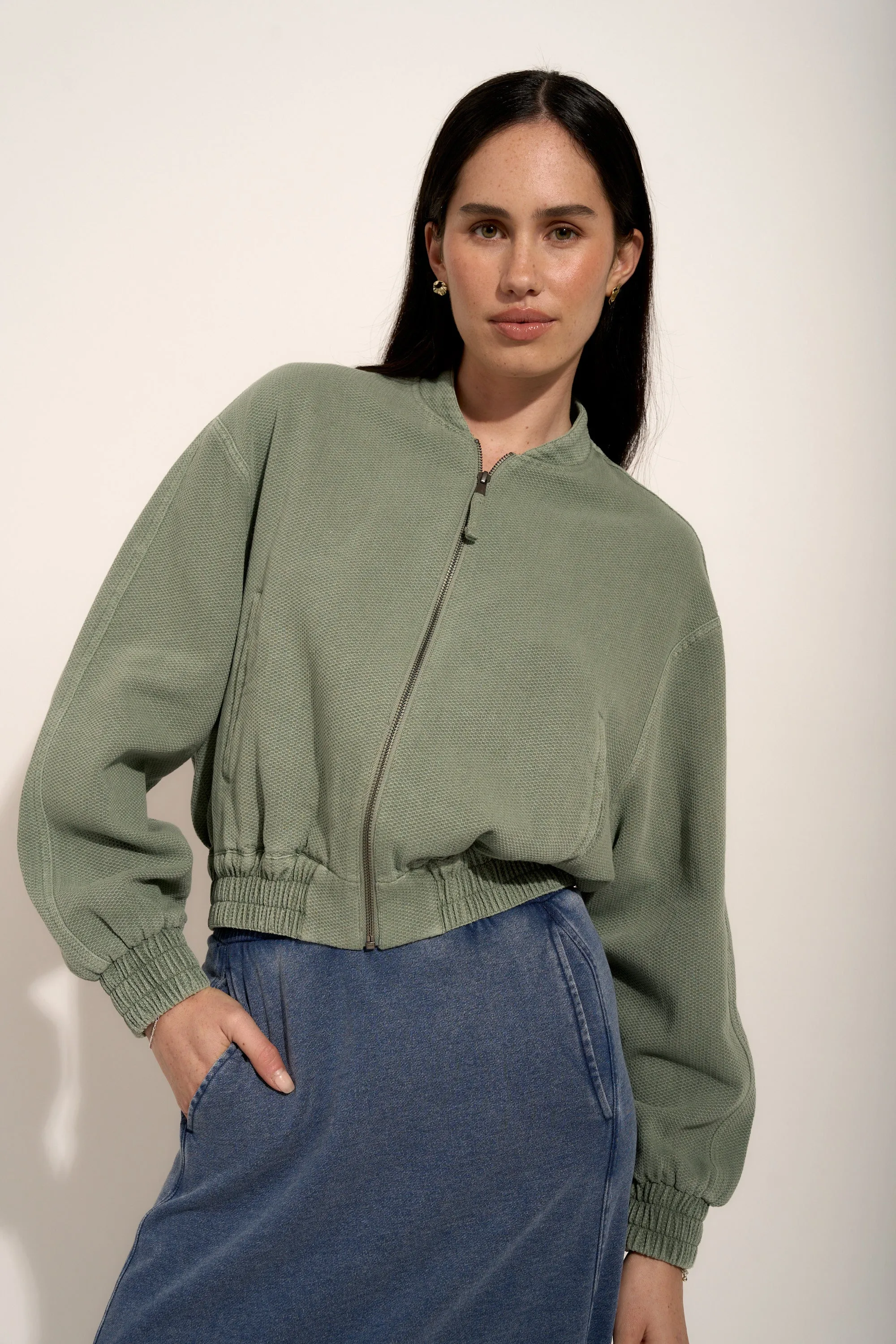 Elementary Blair Textured Bomber Jacket