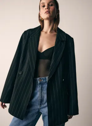 Esmaee Studio Blazer | Black Pinstripe