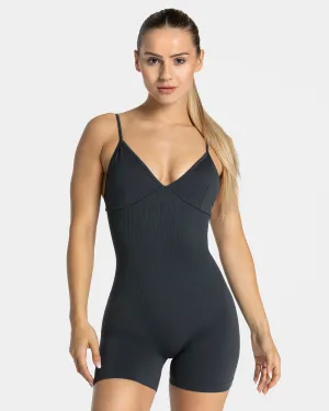 Essence V-Back Covert Scrunch Short Jumpsuit "Ebony"