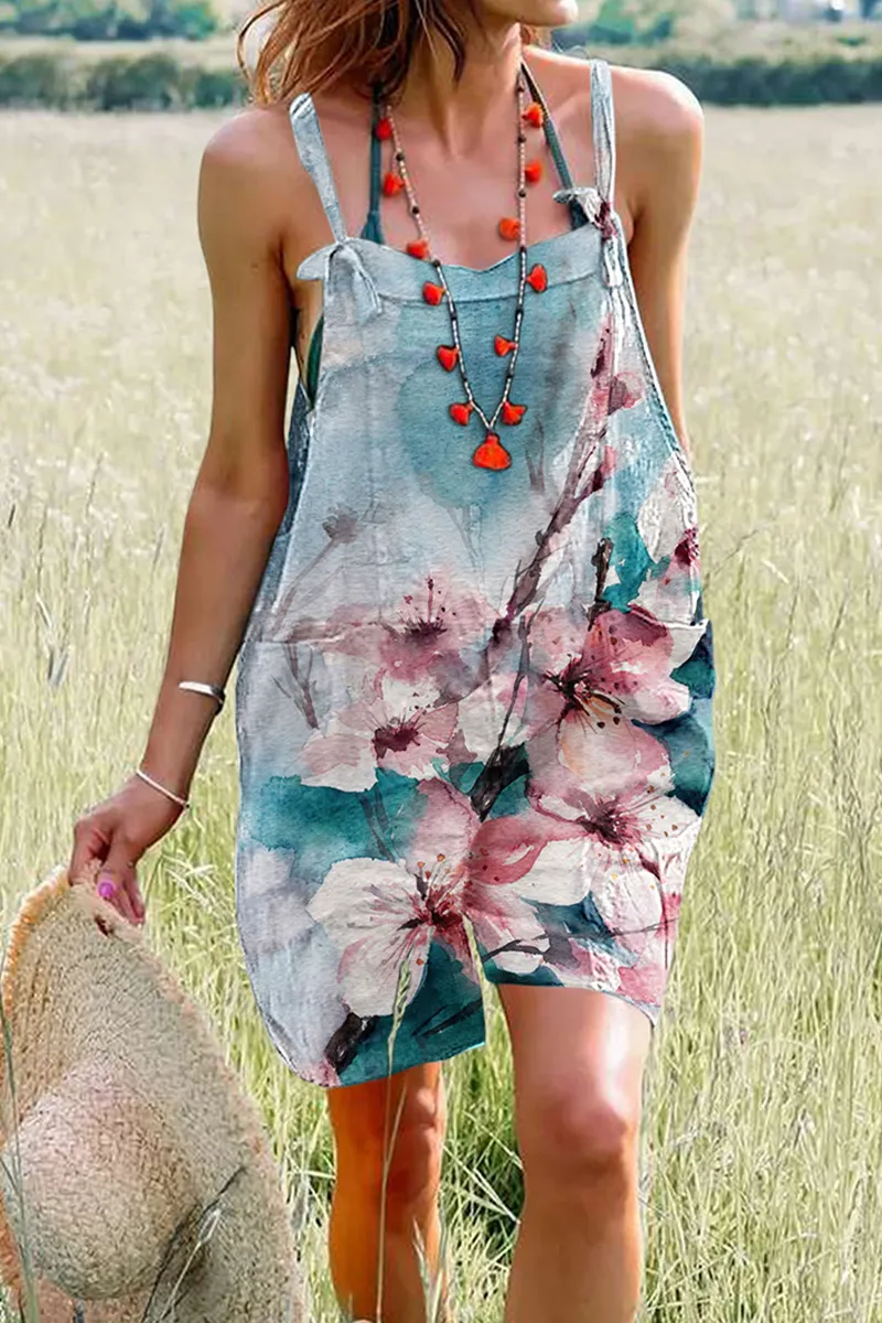 Fashion Print Patchwork Straight Jumpsuits(5 Colors)